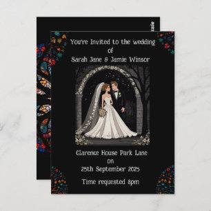 Carte Postale Image de dessin d'Invitation personnalisé mariage