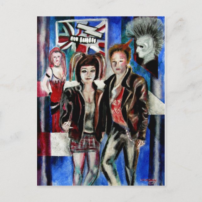 Carte Postale image de mode rock punk (Devant)