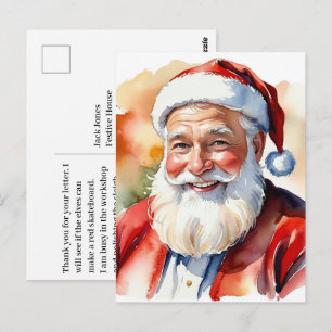 Carte Postale Image de Noël du Père Noël à l'aquarelle