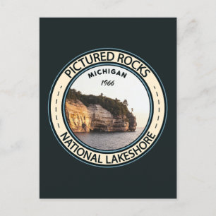 Carte Postale Image de Rocks National Lakeshore Michigan Badge