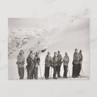 Carte Postale Image de ski vintage, Excursion ski pour dames
