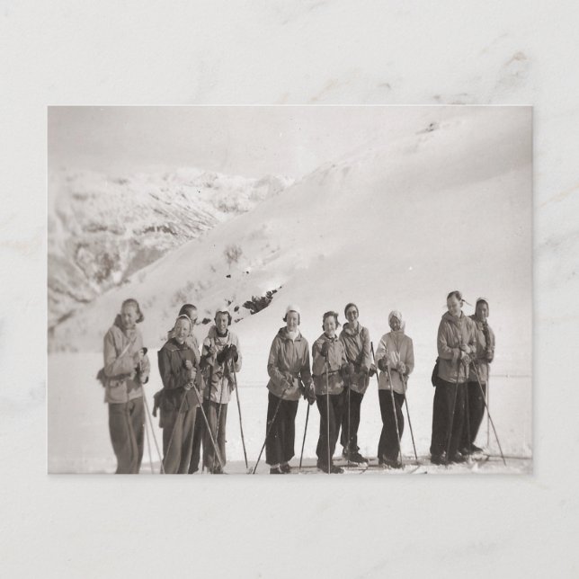 Carte Postale Image de ski vintage, Excursion ski pour dames (Devant)