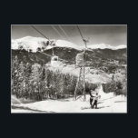 Carte Postale Image de ski vintage, Remontée de ski<br><div class="desc">Image de ski vintage image de ski Vintage,  téléski</div>