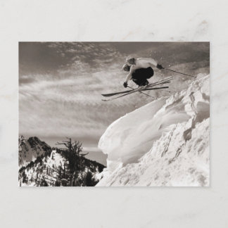 Carte Postale Image de ski vintage, Sauts ensemble