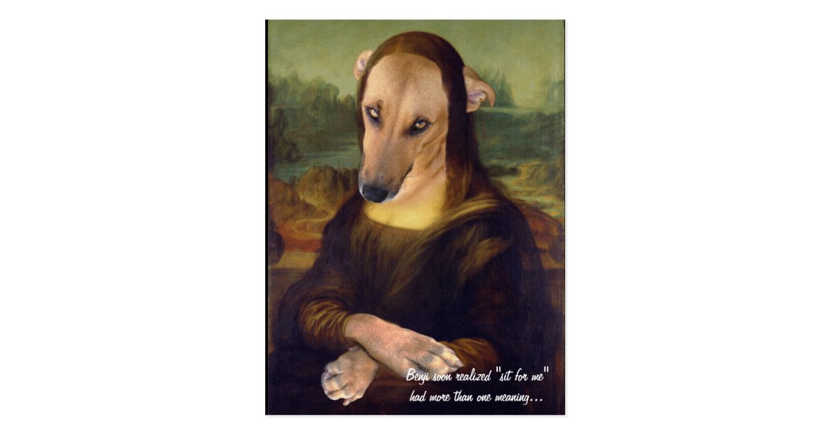  Carte  Postale  Image dr le de  Meme de  chien  de  Mona Lisa 