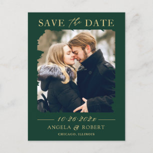 Carte Postale Image Emerald Green Gold Enregistrer la date