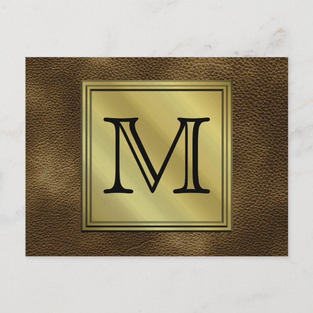 Carte Postale Image Monogramme Personnalisée Imprimée. Brun. (Devant)