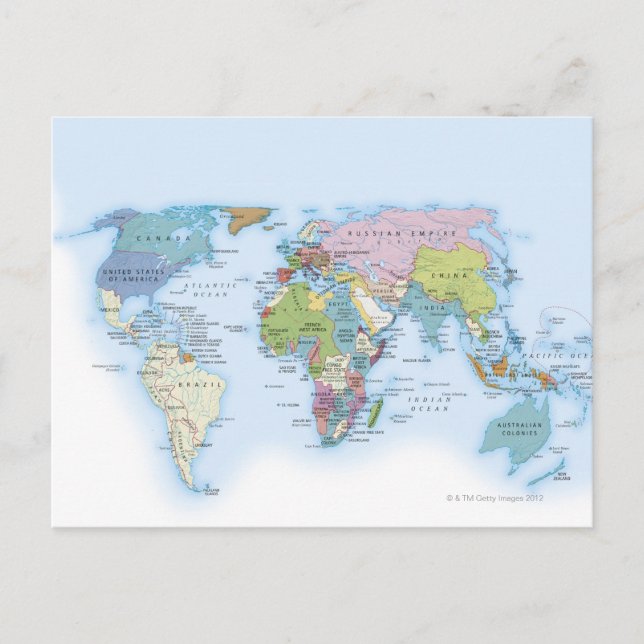 Carte Postale Image numérique du monde en 1900 (Devant)