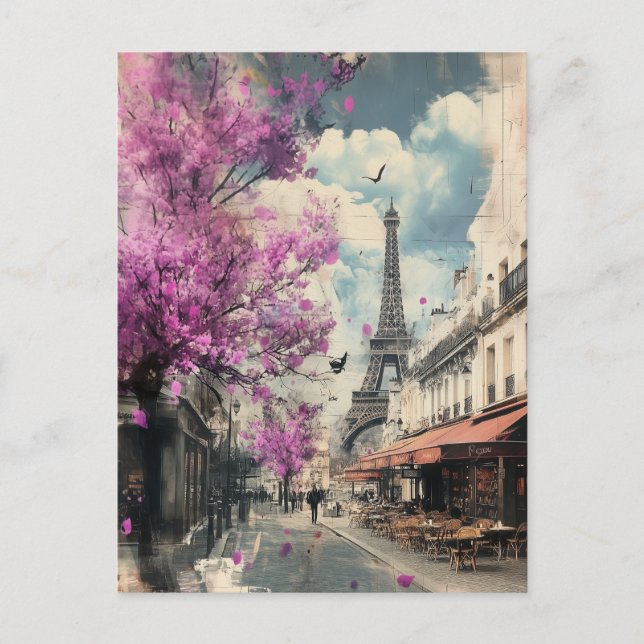 Carte Postale Image romantique de Paris avec la tour Eiffel (Devant)