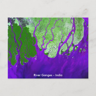 Carte Postale Image satellite du delta du fleuve Ganges - Inde