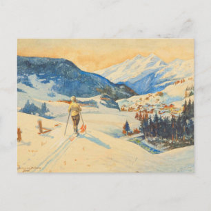 Carte Postale Image ski vintage, Cross country dans les montagne