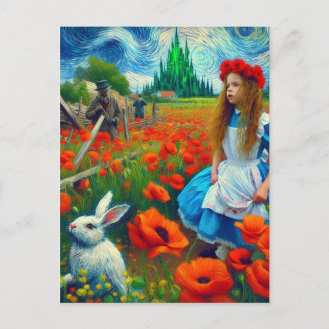 Carte Postale Imaginaire Alice et le lapin entrent Oz (Devant)
