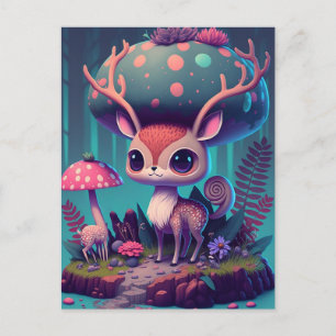 Carte postale Imaginaire aux cerfs de champignons 