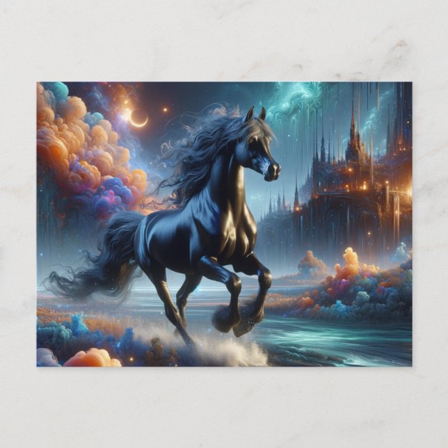 Carte Postale Imaginaire Black Half Arabian Horse (Devant)