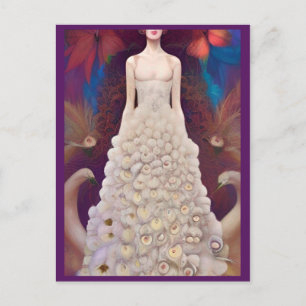 Carte Postale Imaginaire blanc Peacock Mariage robe Mode Diva