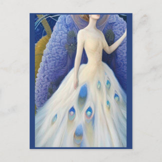Carte Postale Imaginaire blanc Peacock Mariage robe Mode Diva P