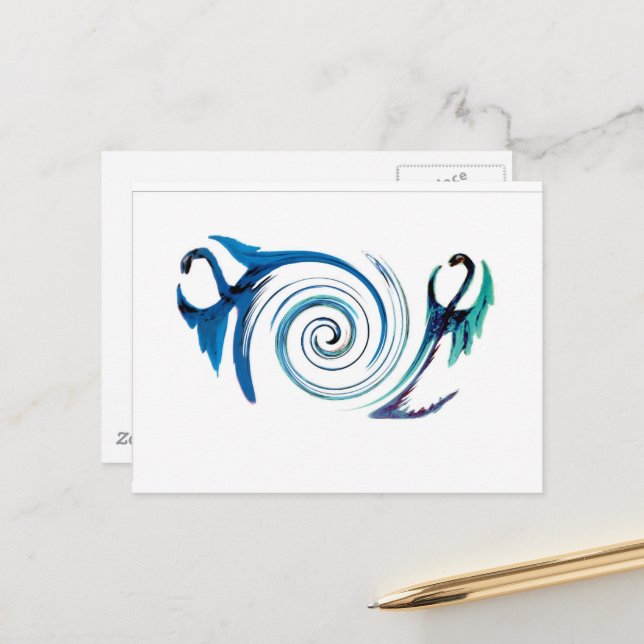Carte Postale Imaginaire Bleu Bleu Dragons (Devant/Arrière en situation)