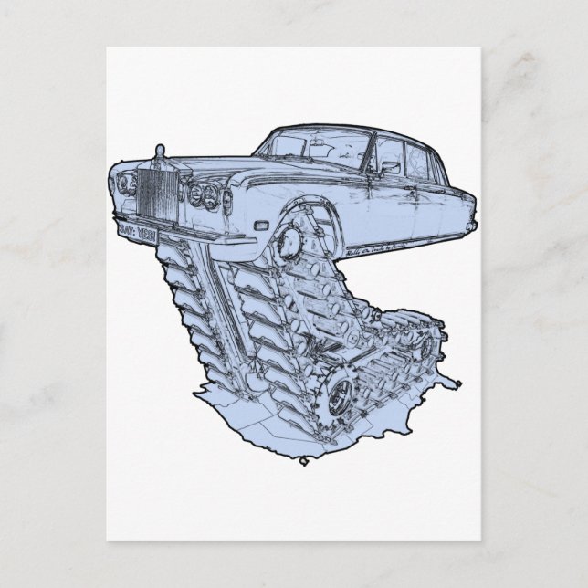 Carte Postale Imaginaire bleu Rolls Royce (Devant)