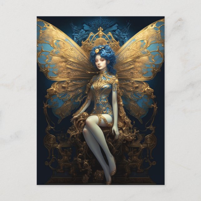 Carte Postale Imaginaire Blue Gold Fairy (Devant)