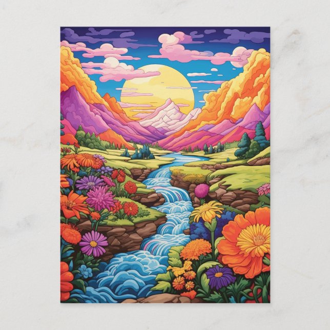 Carte Postale Imaginaire coloré Paysage Arrière - plan (Devant)