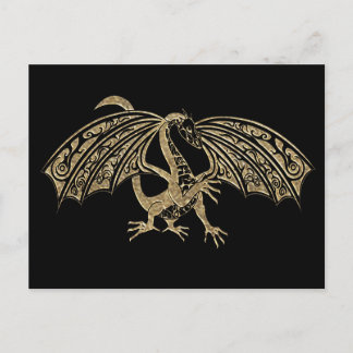 Carte Postale Imaginaire de dragon en or incorporé