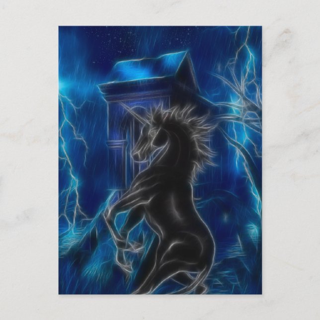 Carte Postale Imaginaire de licorne noire (Devant)