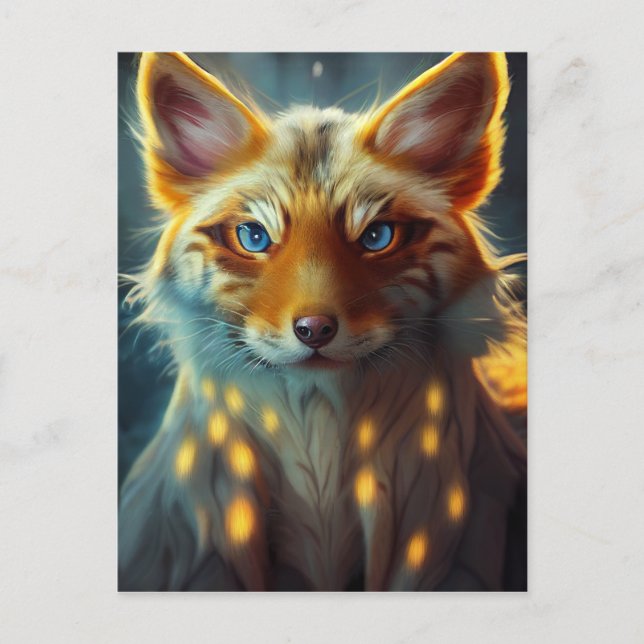Carte Postale Imaginaire de rêve Blue Eyed Fox Vixen Portrait (Devant)