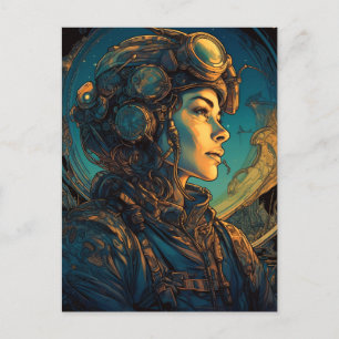 Carte Postale Imaginaire de science-fiction Sci-Fi Art nouveau d