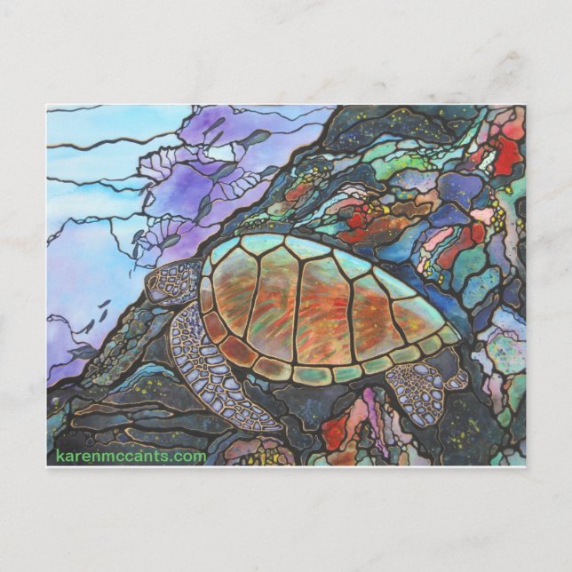 Carte Postale Imaginaire de tortue de mer Coral Reef (Devant)