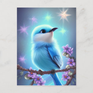 Carte Postale Imaginaire détaillé Cute Kawaii oiseau bleu bébé