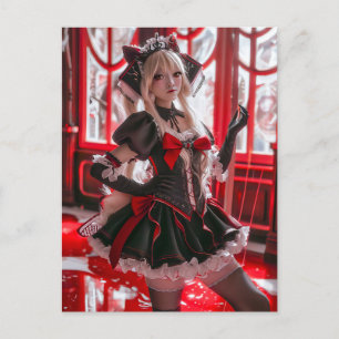 Carte Postale Imaginaire domestique gothique avec style Kawaii