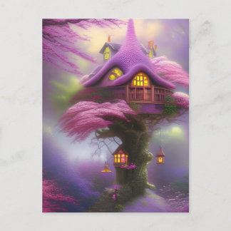 Carte Postale Imaginaire Fairy House Cherry Blossom