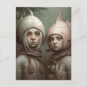 Carte Postale Imaginaire Fairy Tale Enfants Avec Casquettes De P