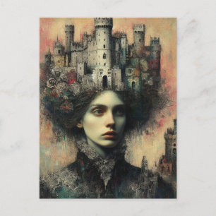 Carte Postale Imaginaire Fairy Tale Queen avec le château sur sa