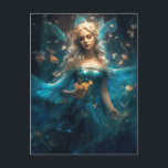 Carte postale Imaginaire Fée Bleu Magique<br><div class="desc">Magnifiquement illustrée carte postale d'art,  parfaite pour l'envoi de messages traditionnels.</div>