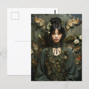 Carte Postale Imaginaire Femme et papillons IA Art