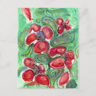 Carte Postale Imaginaire Fleurs rouges