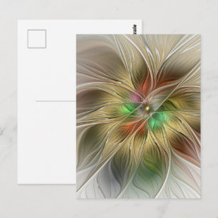 Carte Postale Imaginaire Floral Avec Or Moderne Abstrait Fractal