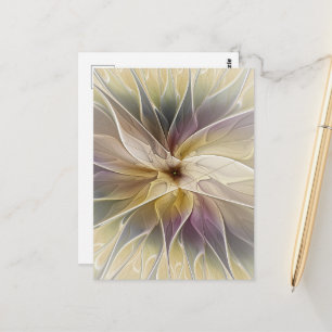 Carte Postale Imaginaire Floral Gold Eggplant Art Fractal Abstra
