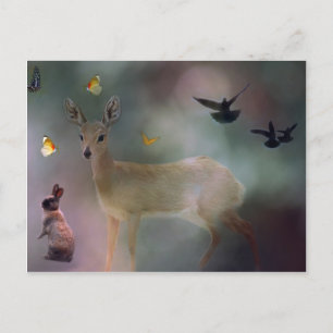 Carte Postale Imaginaire forestier des animaux bébés