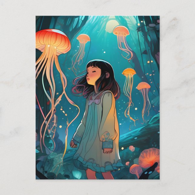 Carte Postale Imaginaire Jellyfish Forest Girl (Devant)