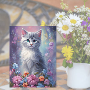 Carte Postale Imaginaire lunatique Kitten dans le chat de jardin