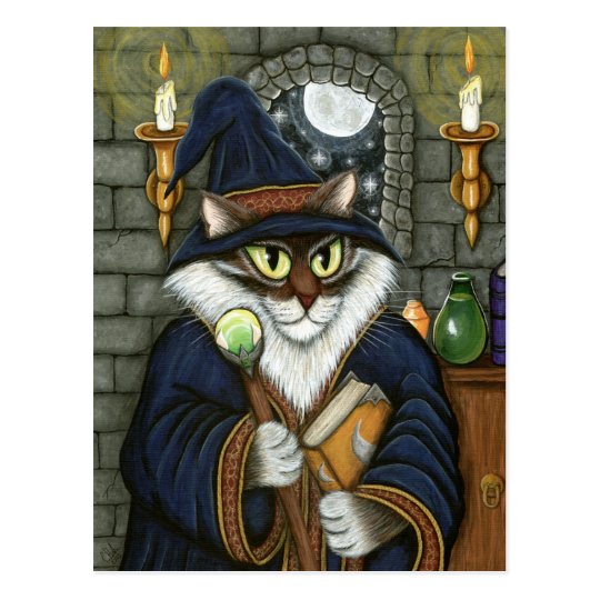 Carte Postale Imaginaire Magique De Sorcier De Chat De Magicien Zazzle Fr