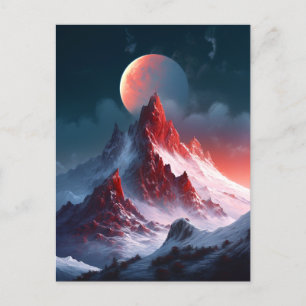Carte postale Imaginaire Mountain Red Moon