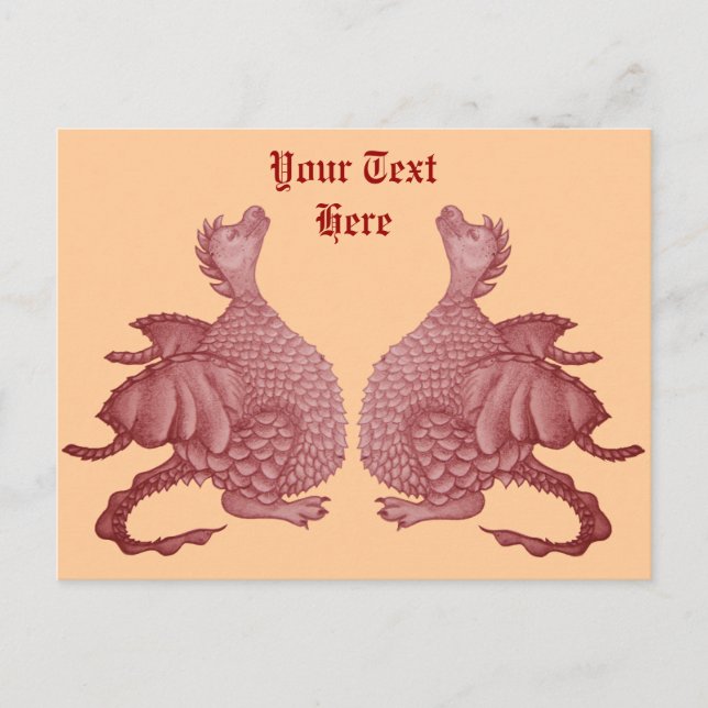 Carte Postale imaginaire mythique créature dragon rouge pour jum (Devant)