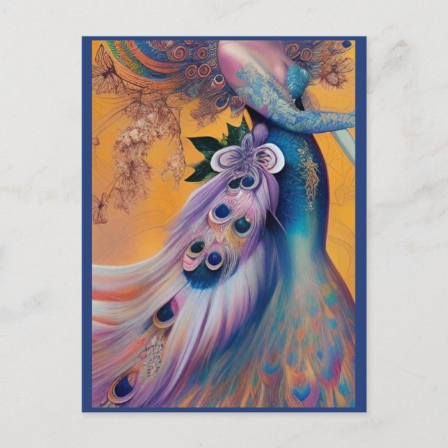 Carte Postale Imaginaire Peacock Mariage robe Fairytale Bride (Devant)