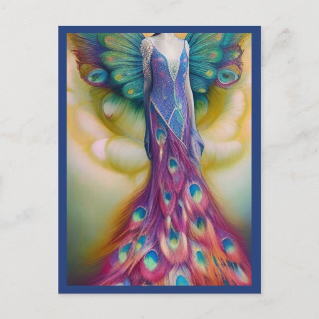 Carte Postale Imaginaire Peacock Mariage robe Fairytale Forest (Devant)