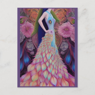 Carte Postale Imaginaire Peacock Mariage robe Fairytale Mariée P