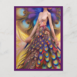 Carte Postale Imaginaire Peacock Mariage robe Fairytale Woodland