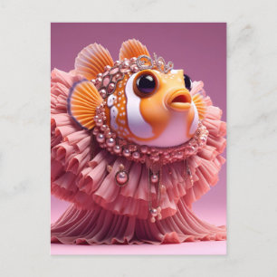 Carte Postale Imaginaire poisson clown en robe